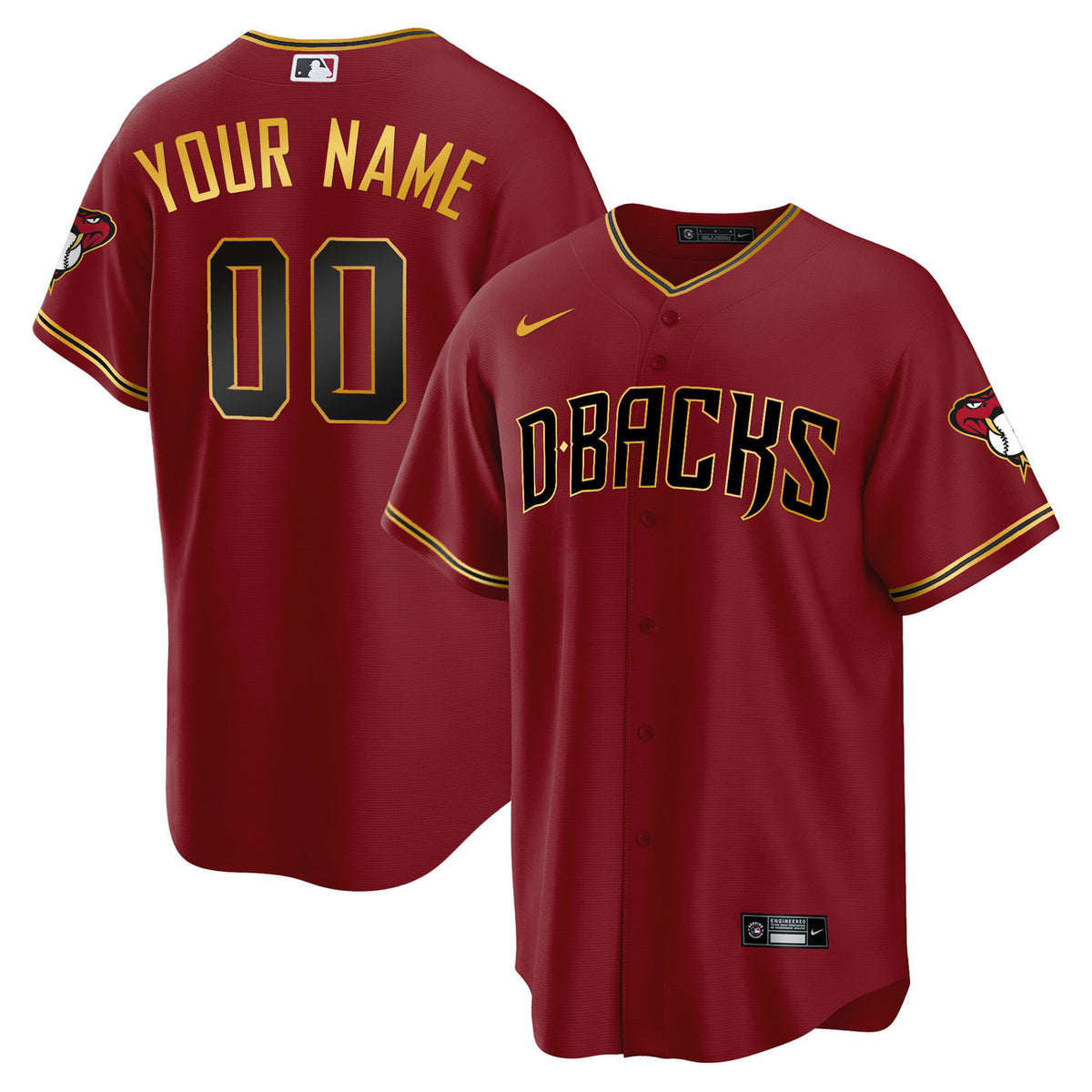 Arizona Diamondbacks Cool Base Trim Limited Custom Jersey - Gold