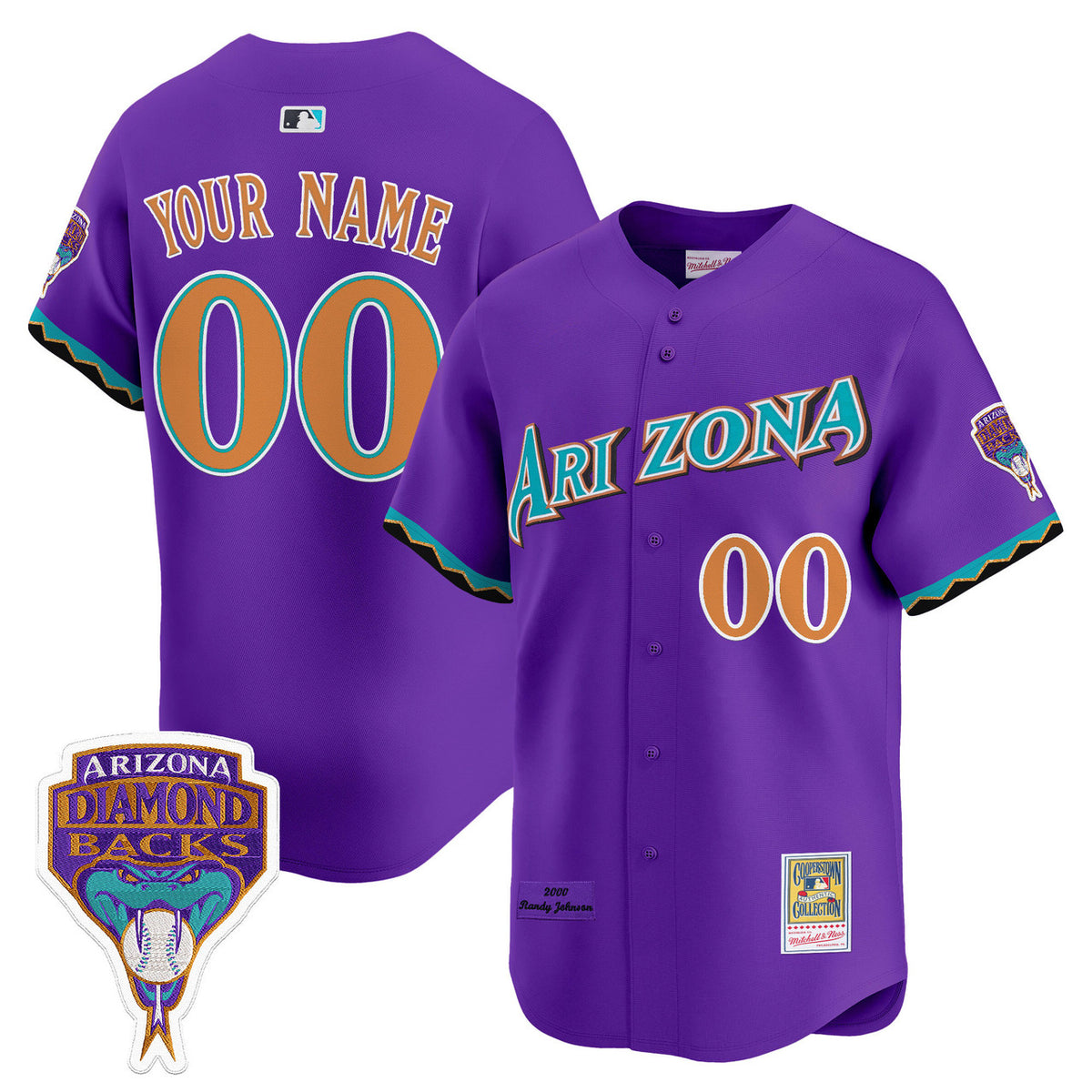 Randy Johnson #51 Arizona Diamondbacks 2000 Patch Cooperstown Limited Throwback Custom Jersey