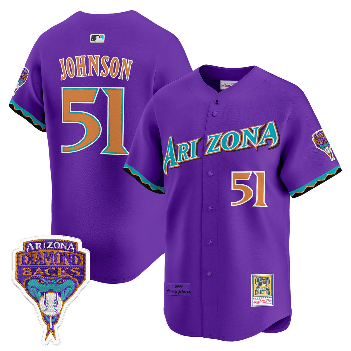 Randy Johnson #51 Arizona Diamondbacks 2000 Patch Cooperstown Limited Throwback Jersey