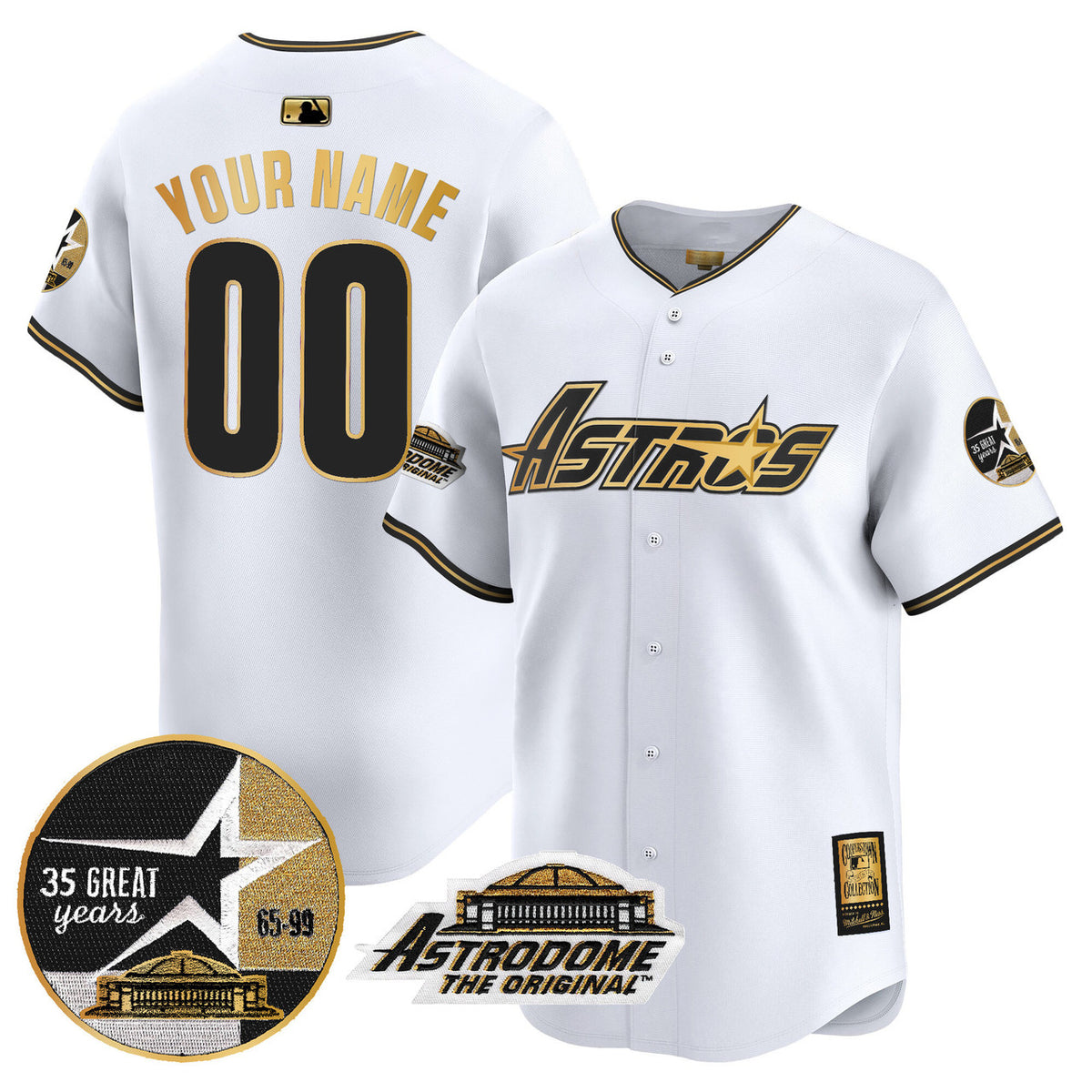 Houston Astros 1999 Throwback 35Th Astrodome Patch Vapor Premier Limited V3 Custom Jersey