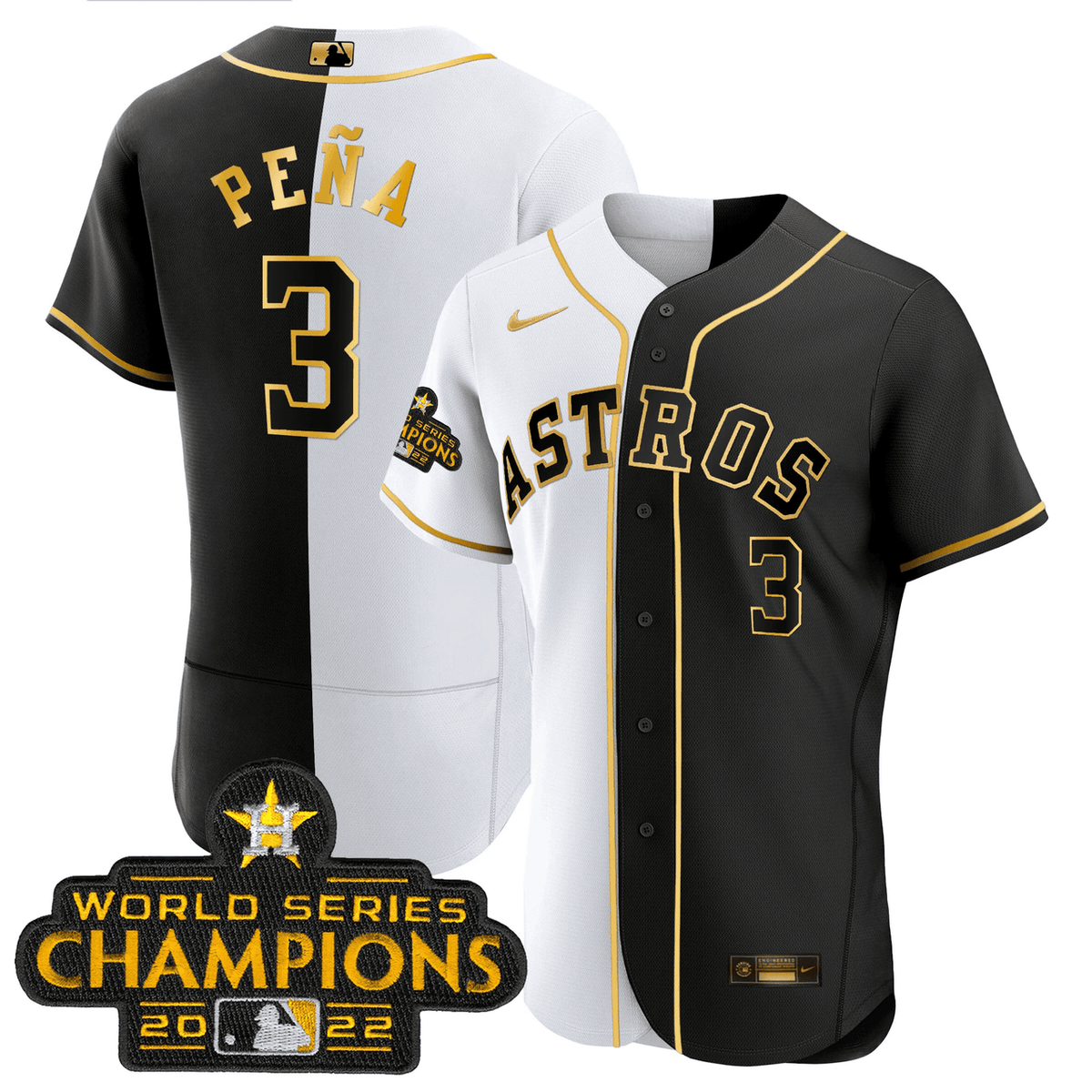 White Gold Houston Astros 2023 Flex Base Split Limited Jersey - Black