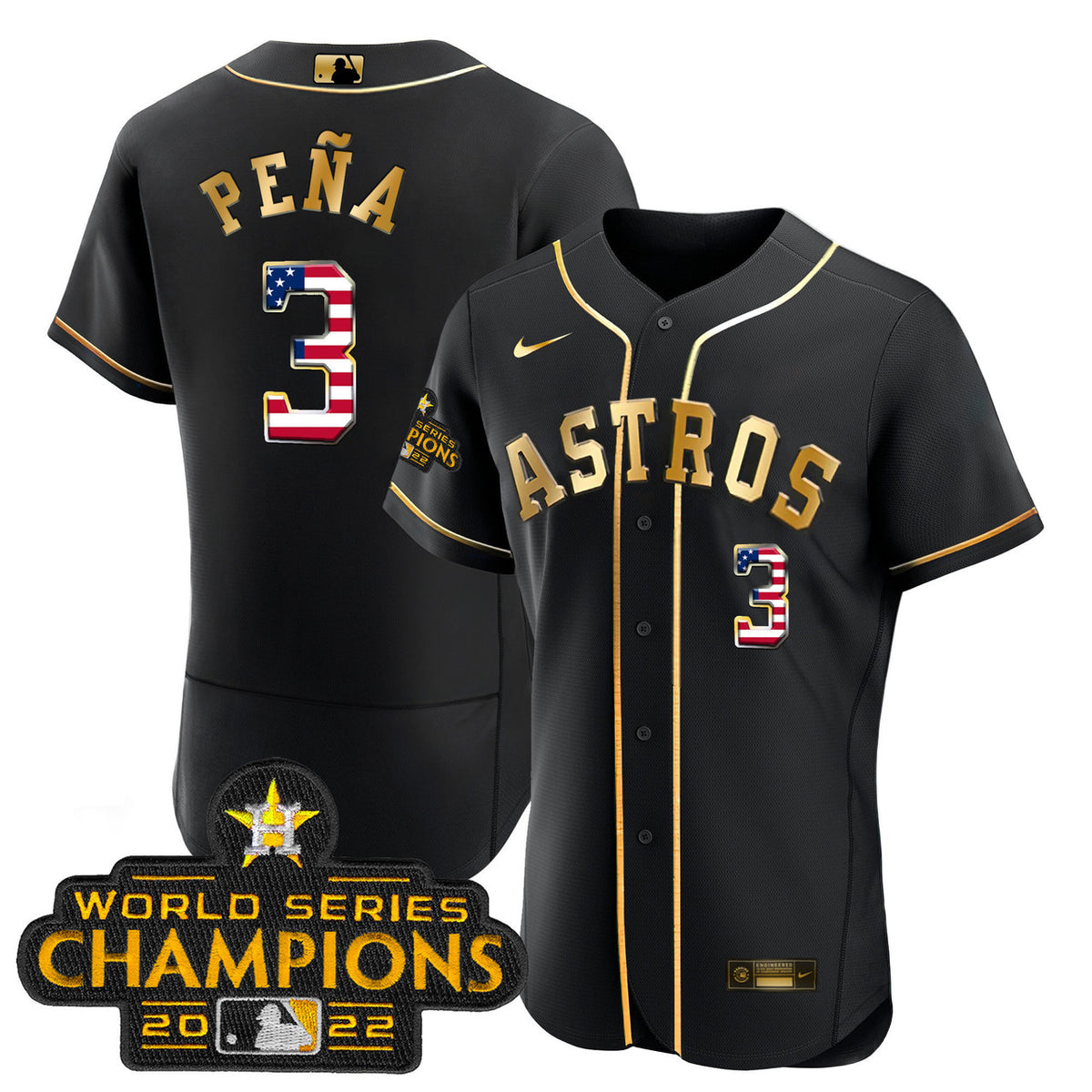 Houston Astros 2023 Flag Limited Flex Base Jersey - Gold