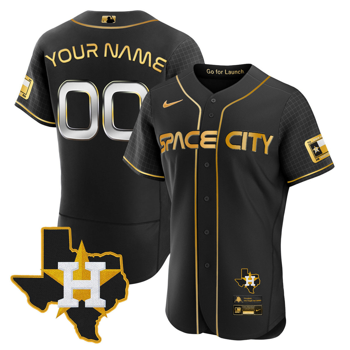 Texas Patch Houston Astros 2024 Space City Limited Flex Base Custom Jersey