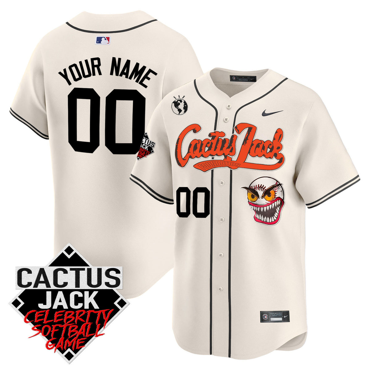 Houston Astros Cactus Jack Celebrity Softball Game Patch Vapor Premier Limited Custom Jersey