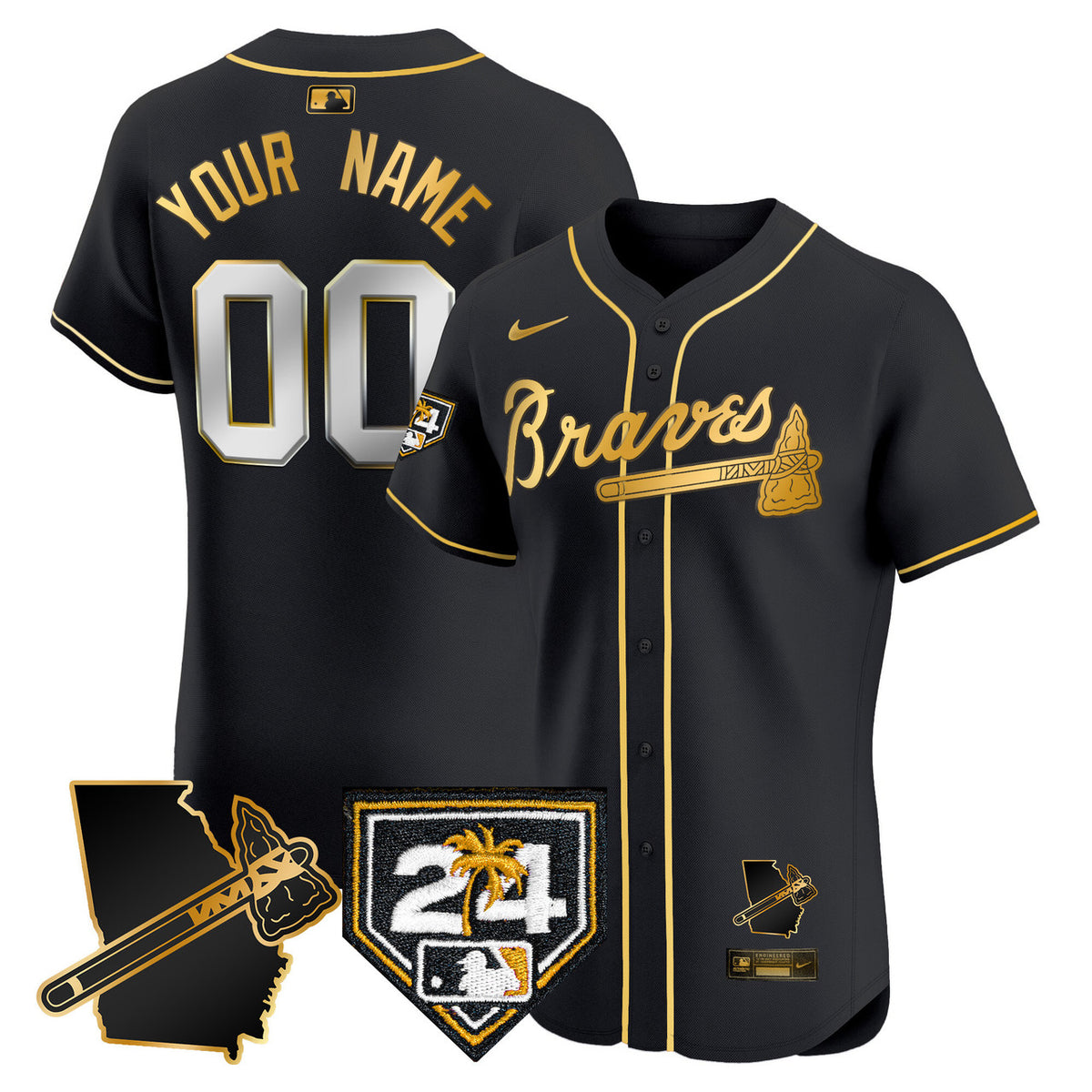Atlanta Braves 2024 Spring Training Georgia Patch Vapor Premier Elite Custom Jersey