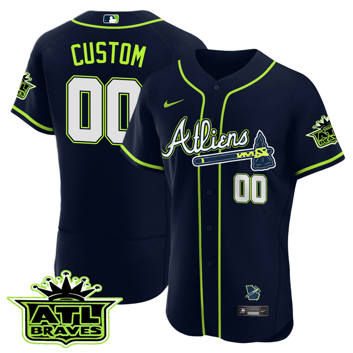 Atlanta Braves Atliens Atl Patch Limited Flex Base Custom Jersey