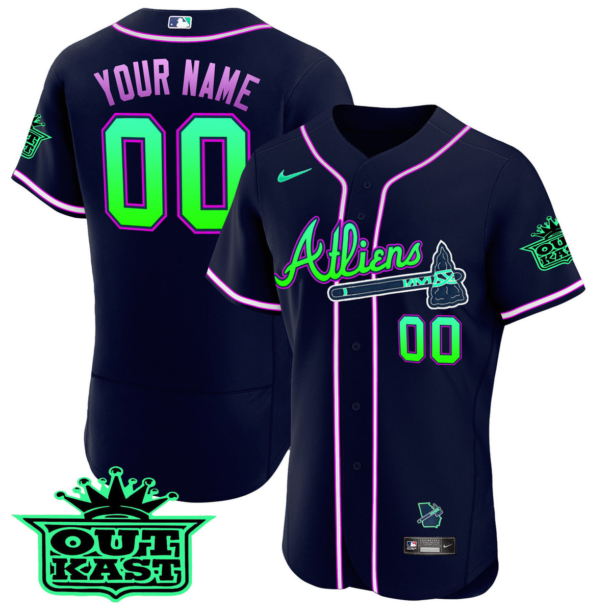 Atlanta Braves Atliens Flex Base Galaxy Version Limited Custom Jersey