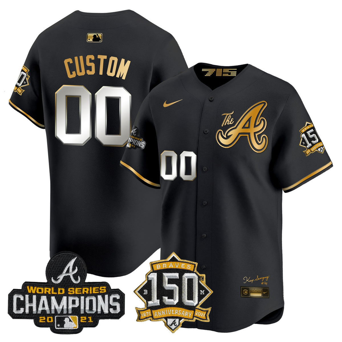 Atlanta Braves Champions 150Th Patch Vapor Premier Limited Custom Jersey