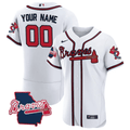 Atlanta Braves Georgia State Patch Limited Custom Jersey - White