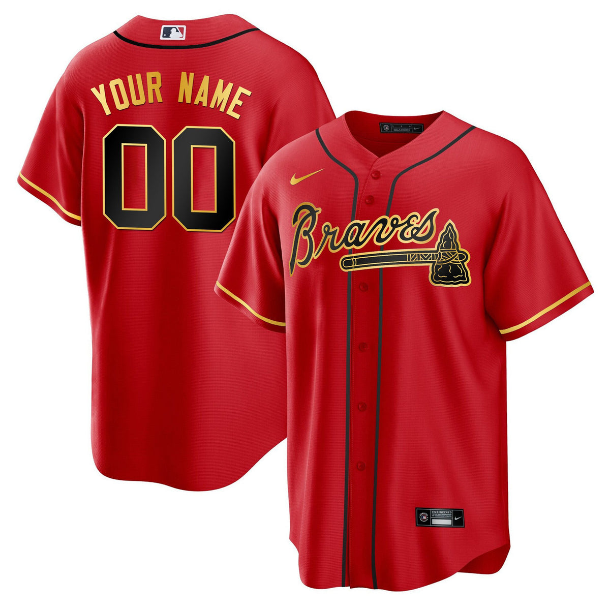 Atlanta Braves Trim Limited Custom Jersey - Gold