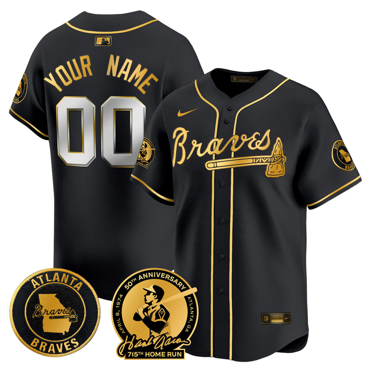 Hank Aaron #44 Atlanta Braves 715Th Home Run Patch Vapor Premier Limited Custom Jersey