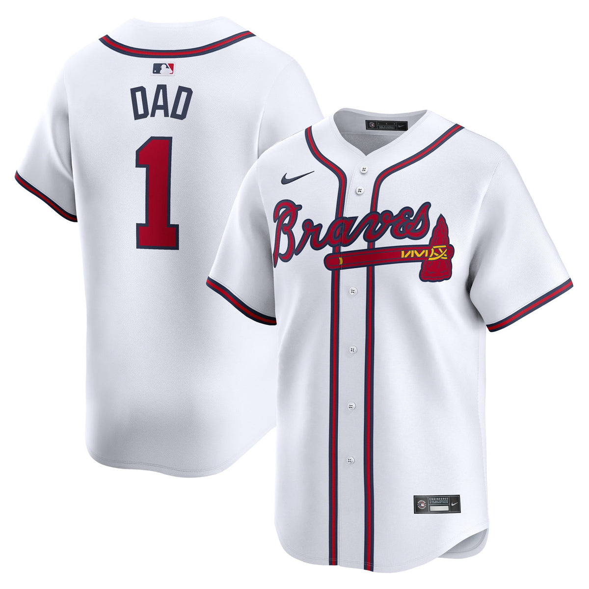 Atlanta Braves #1 Nike Dad Home Limited Jersey - White