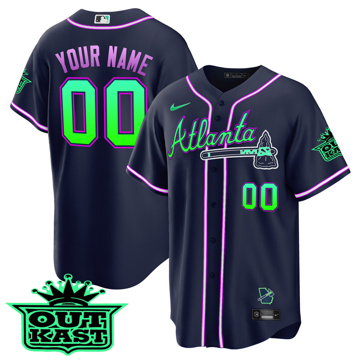 Atlanta Braves Outkast Cool Base V3 Galaxy Version Limited Custom Jersey