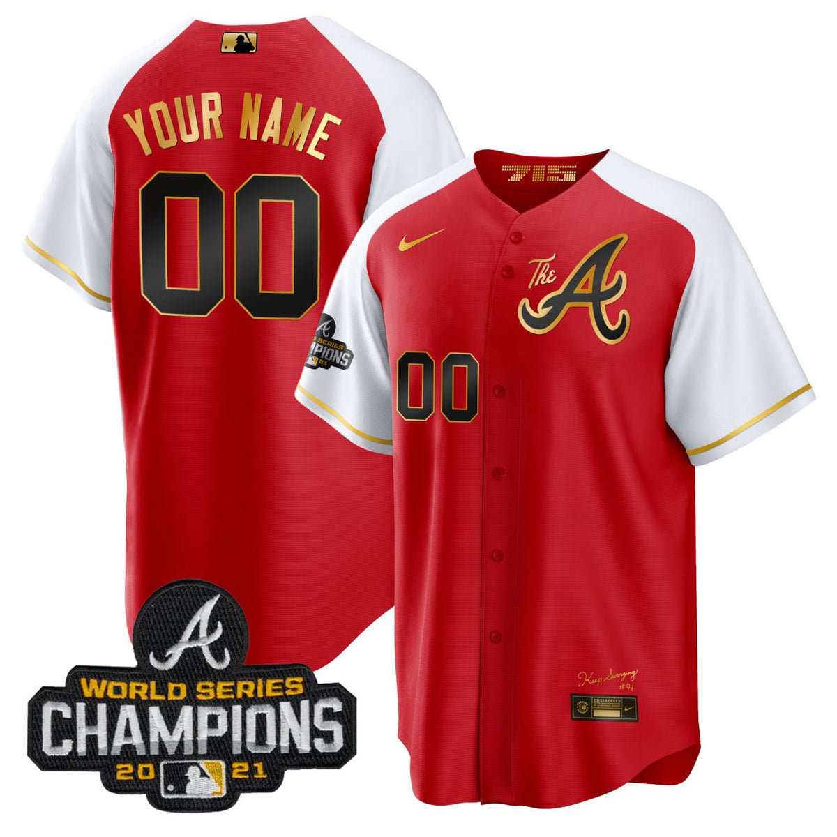 Atlanta Braves Alternate Limited Custom Jersey - Red White