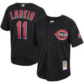 Barry Larkin #11 Cincinnati Reds Mitchell Ness Cooperstown Mesh Batting Practice Button-Up Limited Jersey - Black