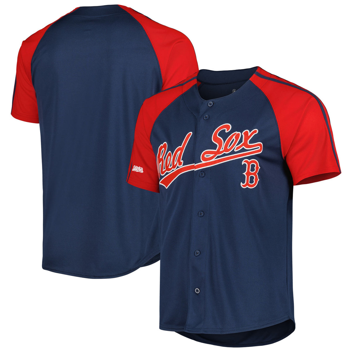 Boston Red Sox Stitches Button-Down Raglan Fashion Limited Jersey - Navy
