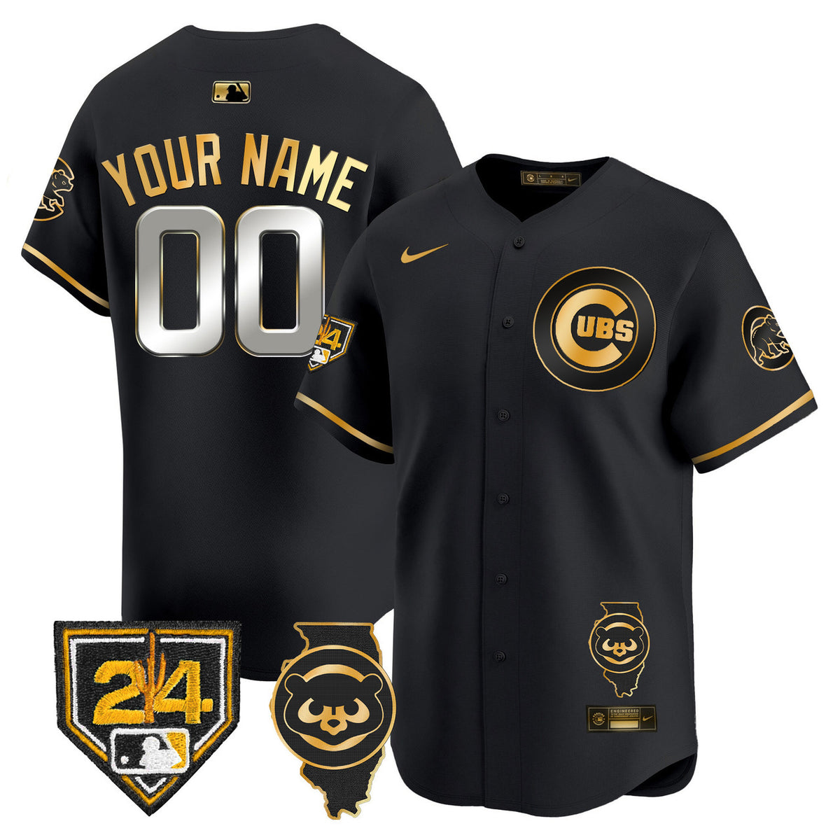 Chicago Cubs Spring Training Illinois Patch Vapor Premier Limited Custom Jersey