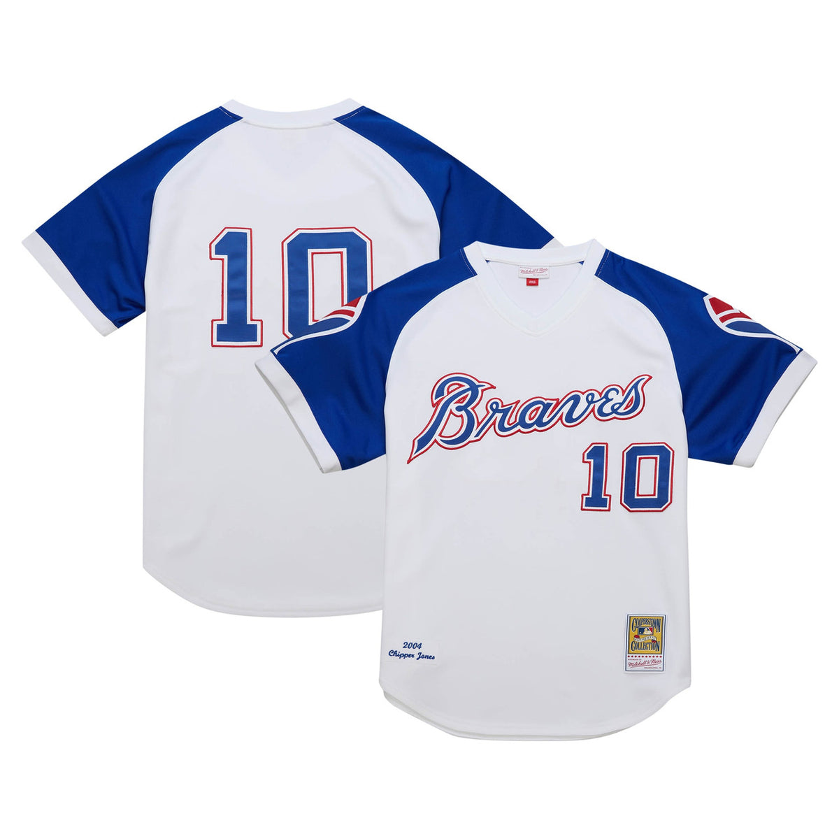 Chipper Jones #10 Atlanta Braves Mitchell Ness 2004 Cooperstown Authentic Throwback Jersey - White
