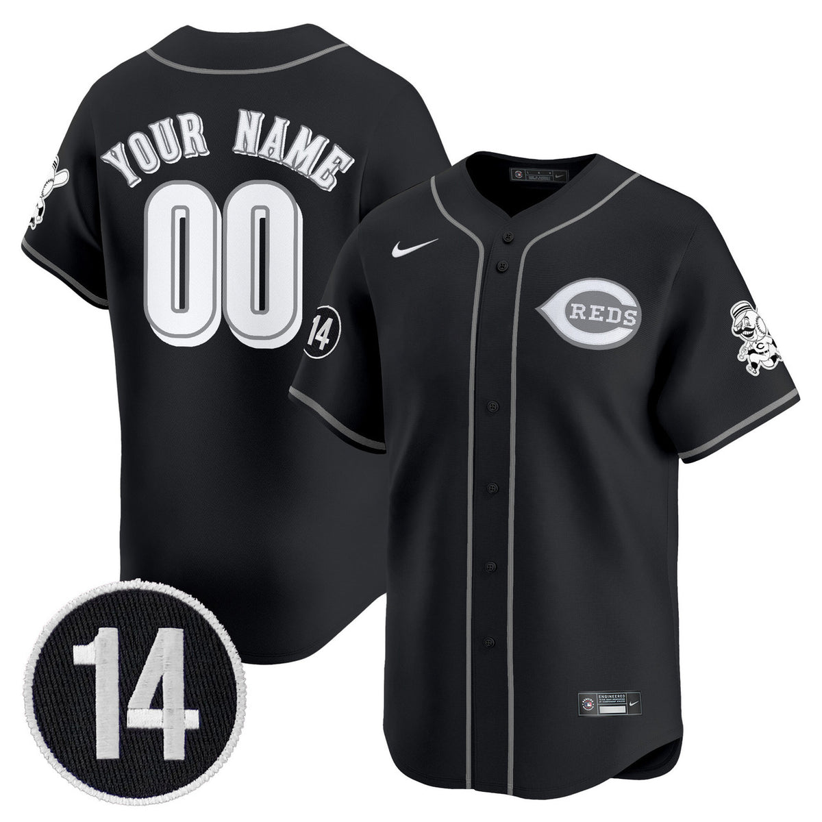 Pete Rose #14 Cincinnati Reds 2025 Lights Out Vapor Premier Limited Patch Custom Jersey