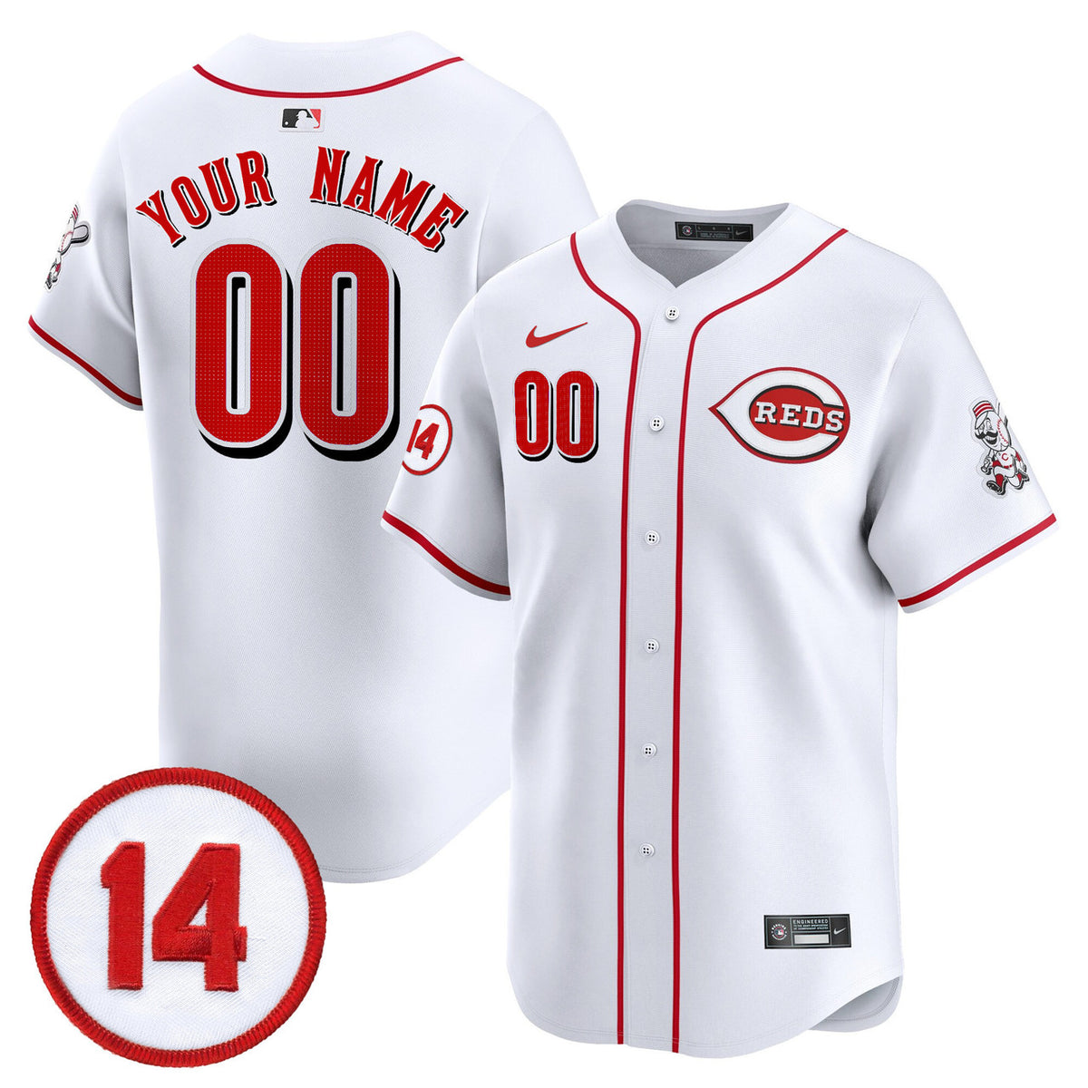 Pete Rose #14 Cincinnati Reds Patch Vapor Premier Limited Custom Jersey