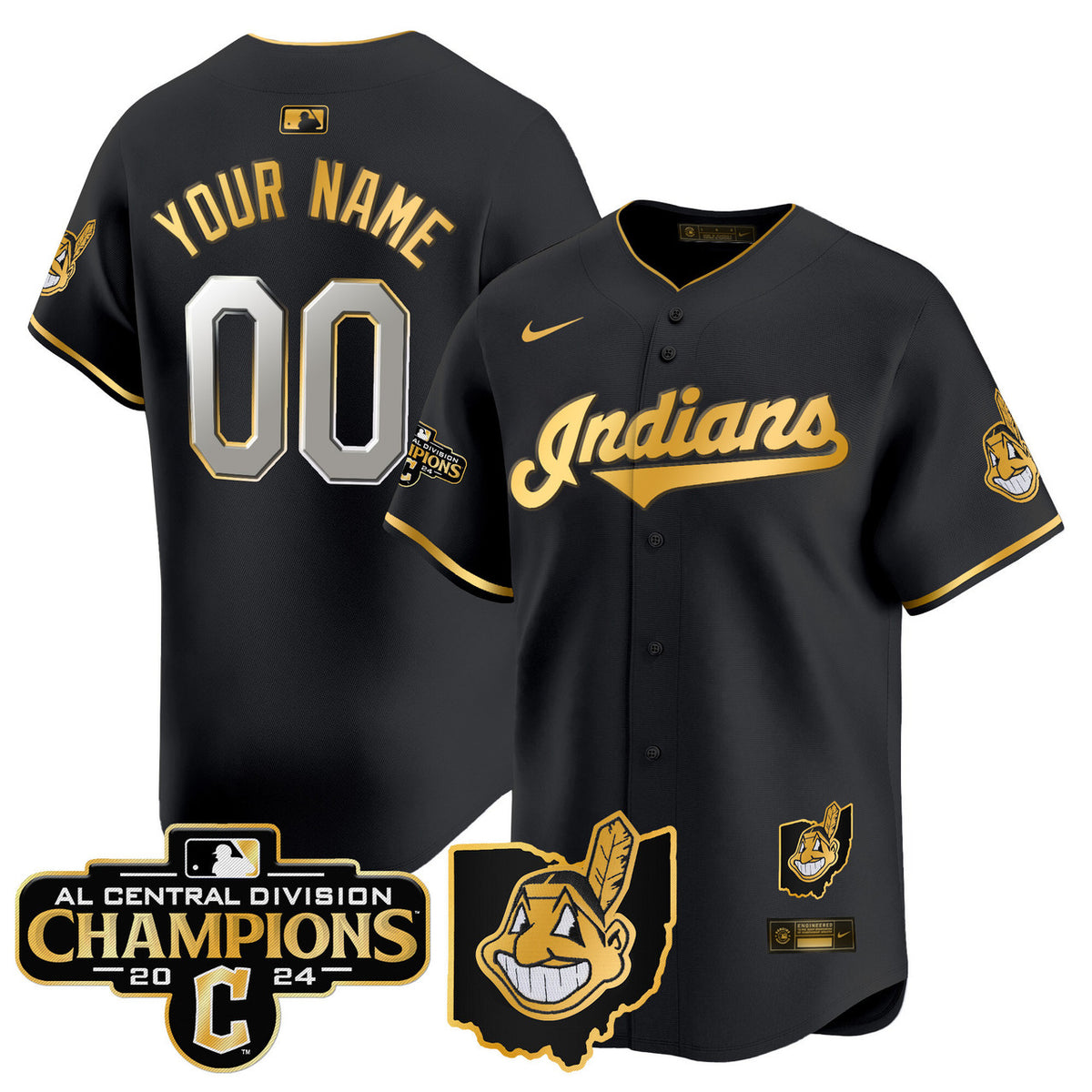 Al Central Cleveland Indians 2024 Division Champions Vapor Premier Limited Custom Jersey