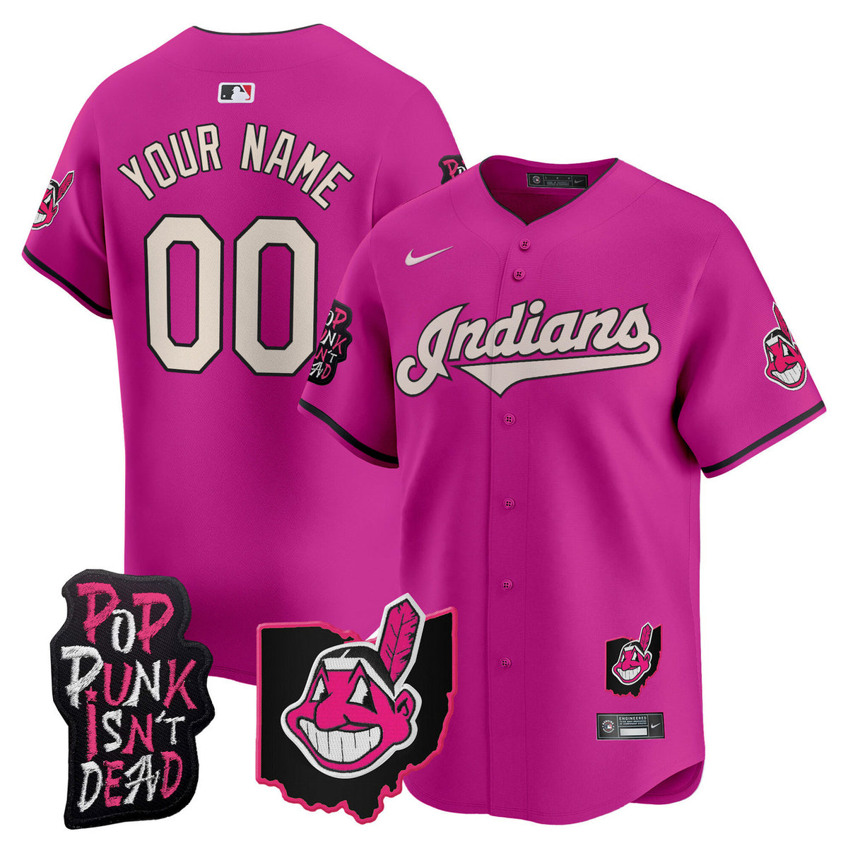 Cleveland Indians Mgk Patch Vapor Premier Limited Custom Jersey