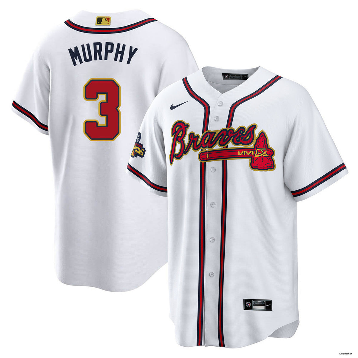 Dale Murphy #3 Atlanta Braves 2022 World Champions Trim Limited Jersey - Gold