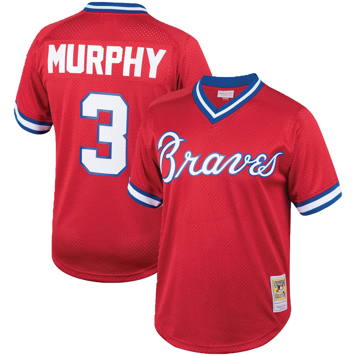Dale Murphy #3 Atlanta Braves Mitchell Ness Tall Cooperstown Big Mesh Limited Batting Practice Jersey - Red