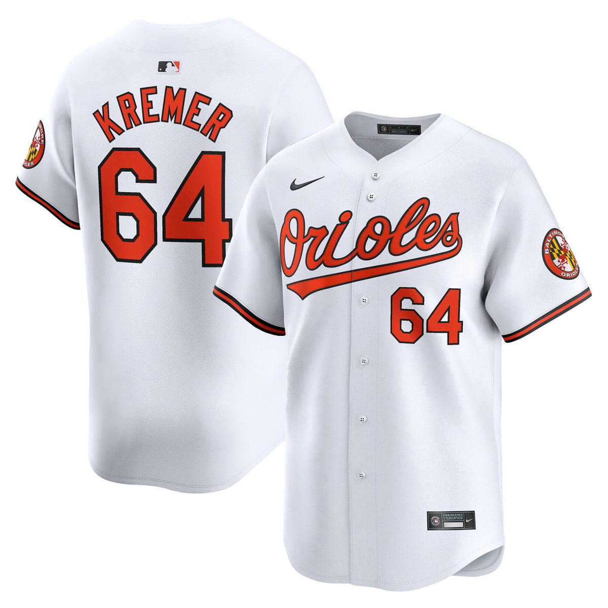 Dean Kremer #64 Baltimore Orioles Nike Home Limited Player Jersey - White