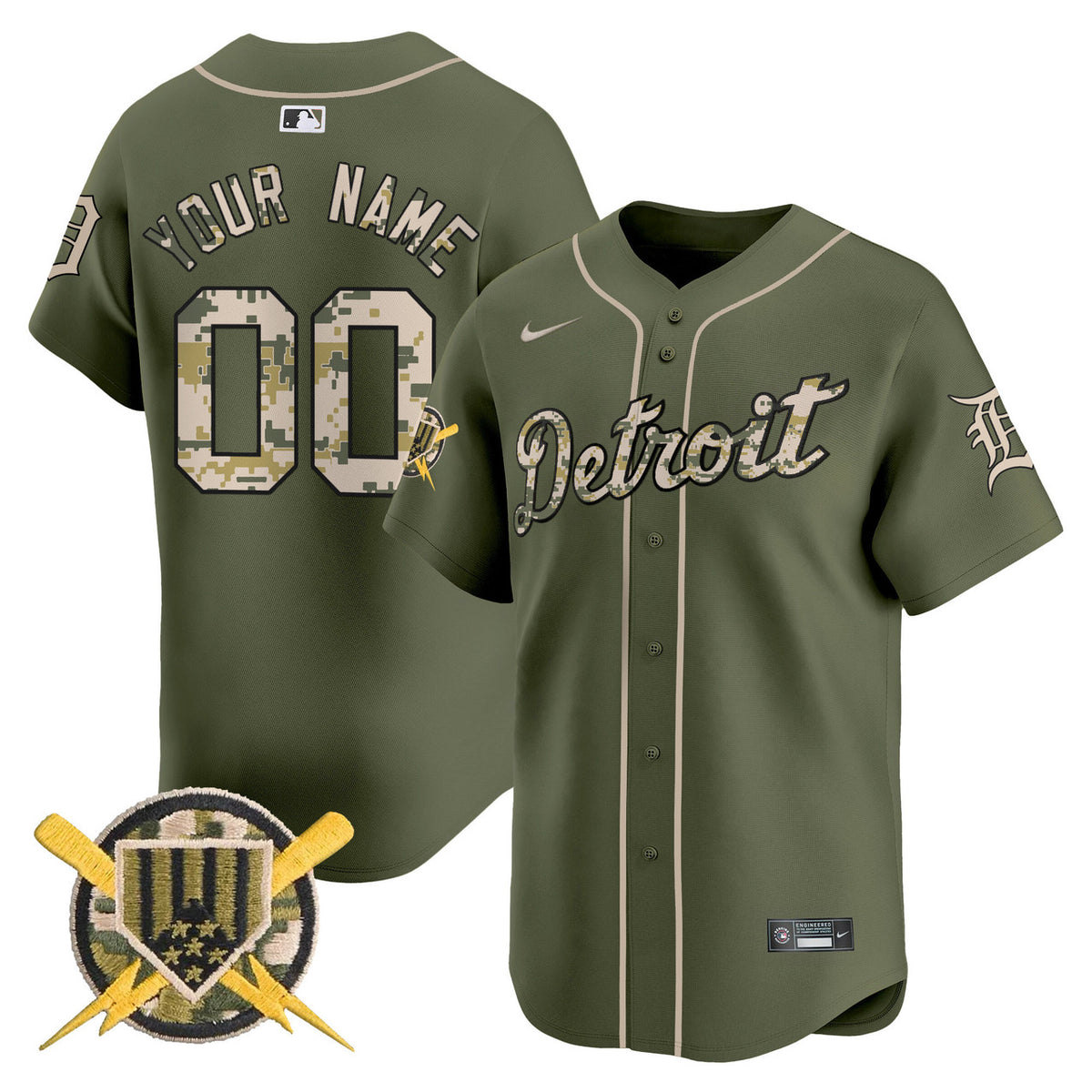Detroit Tigers Armed Forces Day Vapor Premier Limited Custom Jersey