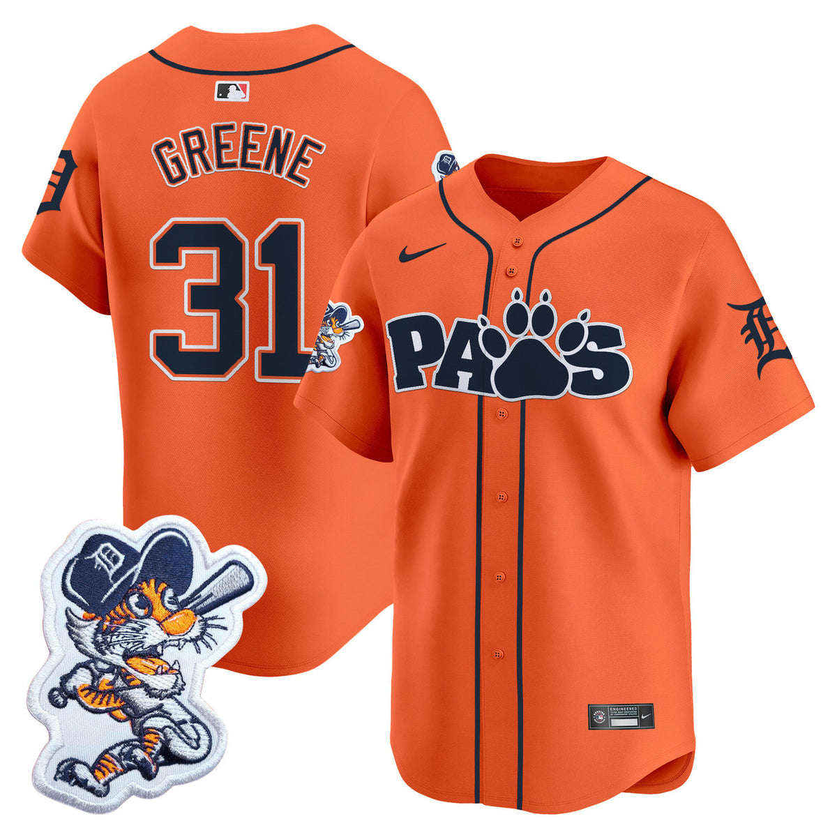 Detroit Tigers Paws Patch Vapor Premier V2 Limited Jersey