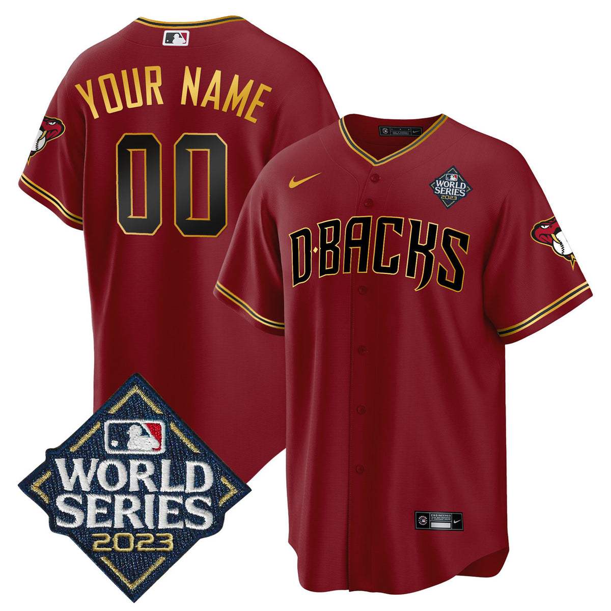 Arizona Diamondbacks 2023 World Series Cool Base V2 Limited Custom Jersey - Gold