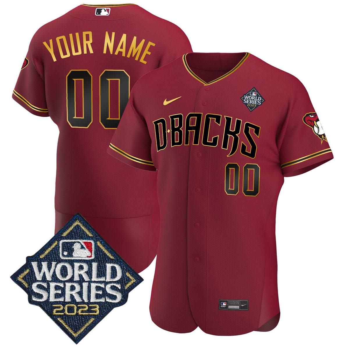Arizona Diamondbacks 2023 World Series Flex Base V2 Limited Custom Jersey - Gold