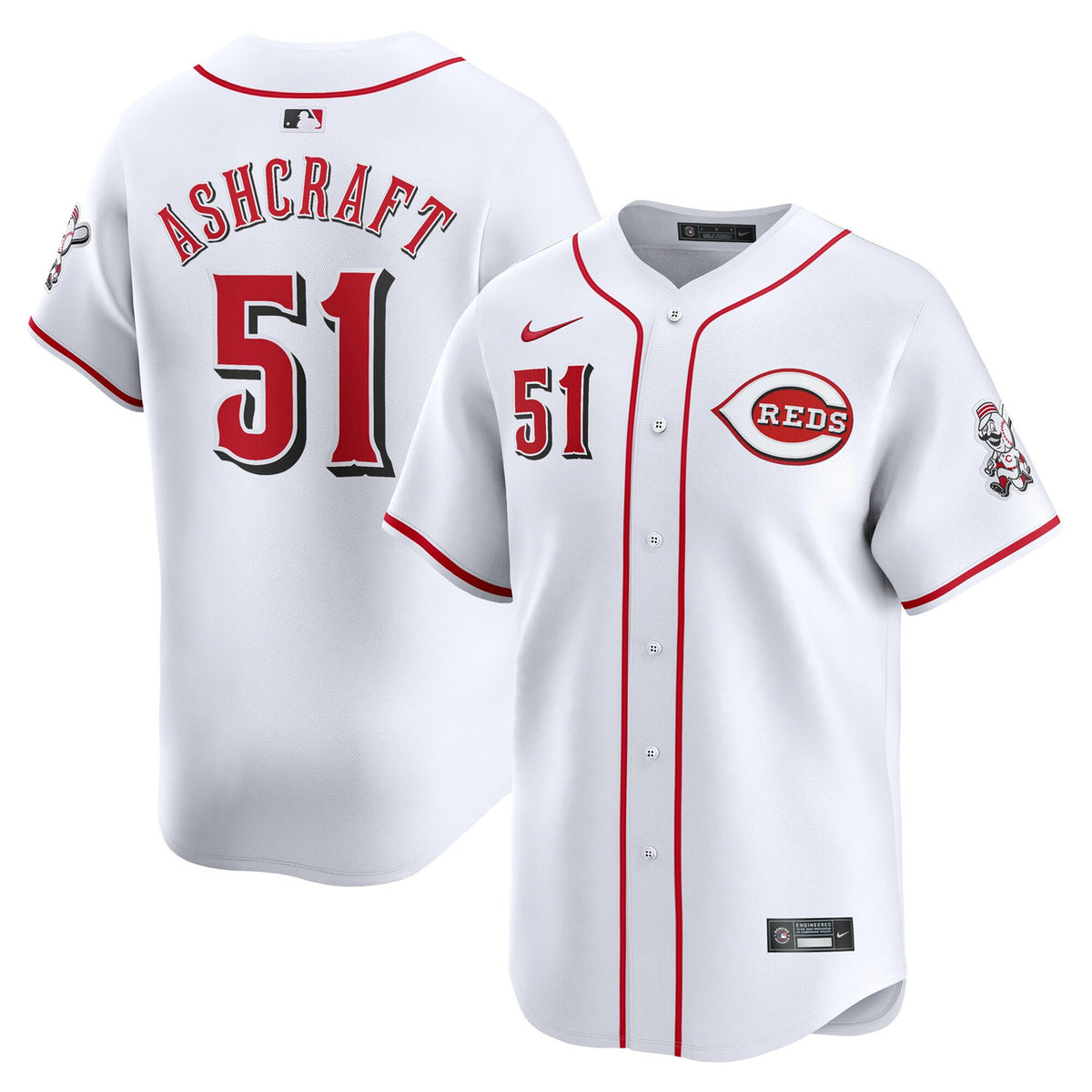 Graham Ashcraft #51 Cincinnati Reds Nike Home Limited Player Jersey - White