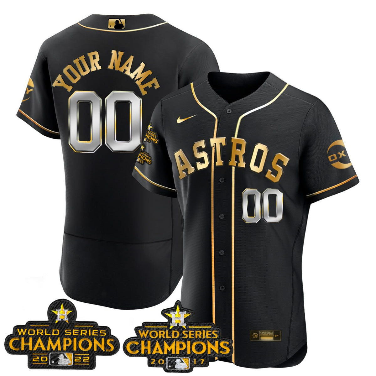Houston Astros 2017 Champions Rush Limited Custom Jersey - Gold