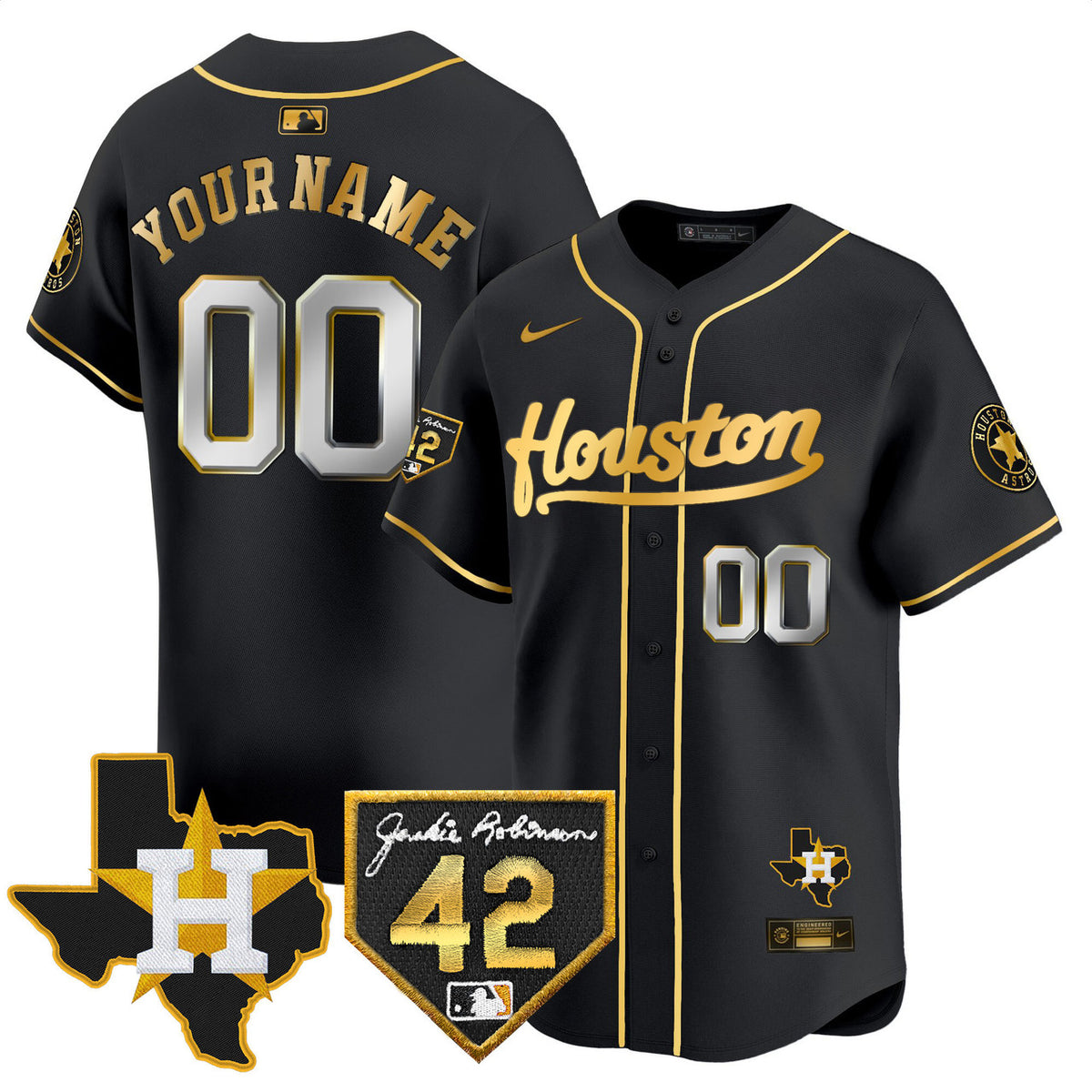 Jackie Robinson #42 Houston Astros 2024 Patch Vapor Premier Limited Custom Jersey