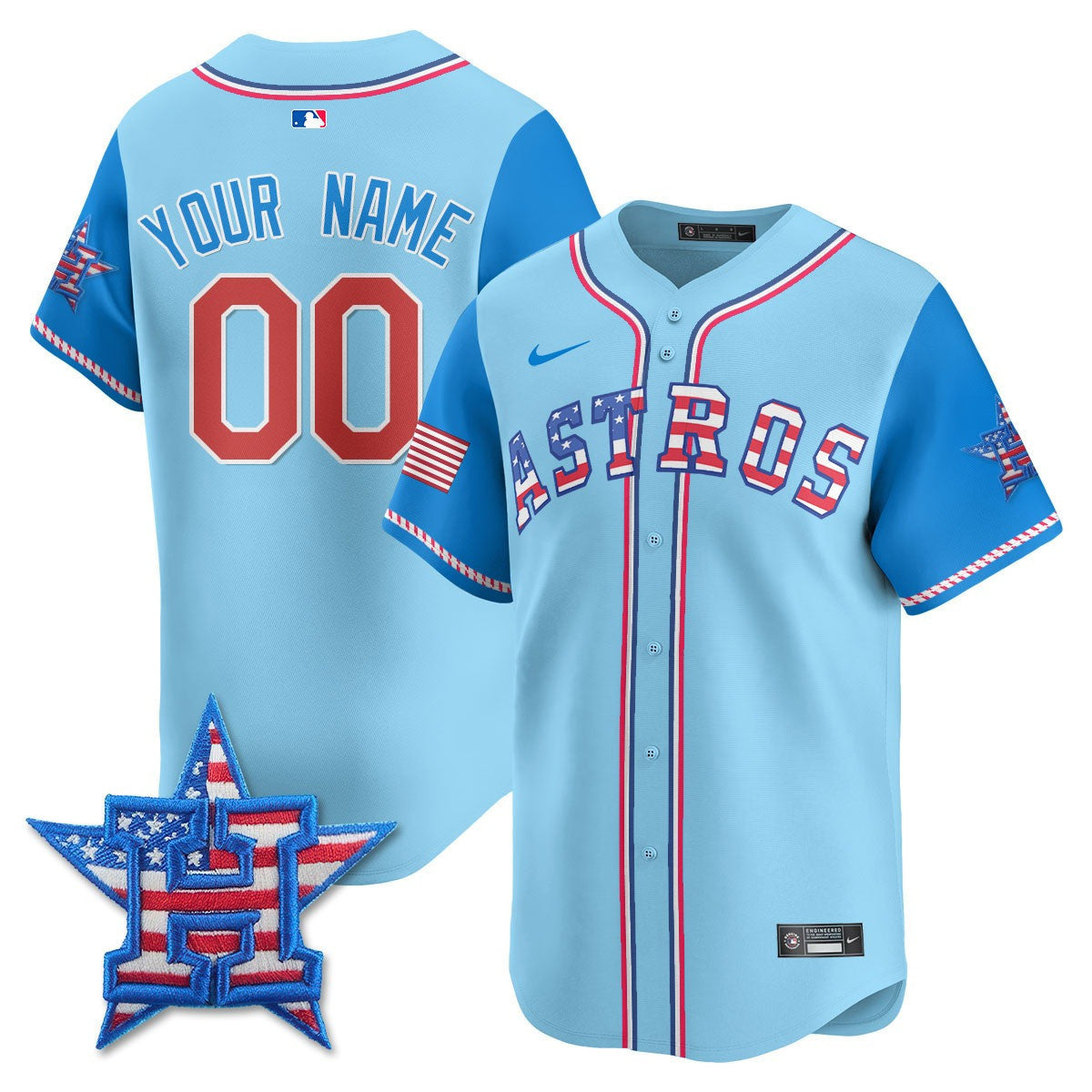 Houston Astros 2025 Fourth Of July Vapor Premier Limited Custom Jersey