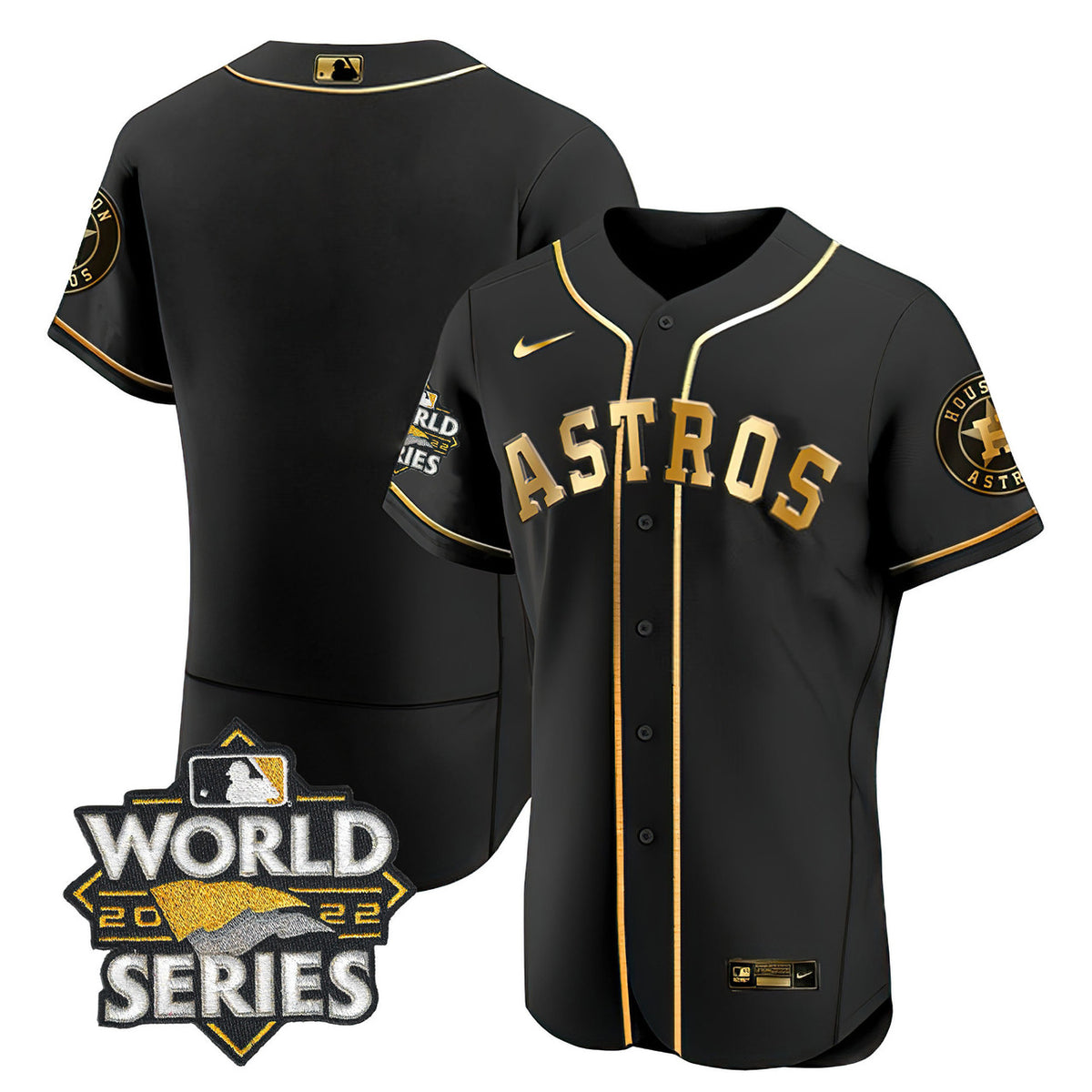 Black Gold #1 Houston Astros Limited Team Jersey - White Gold