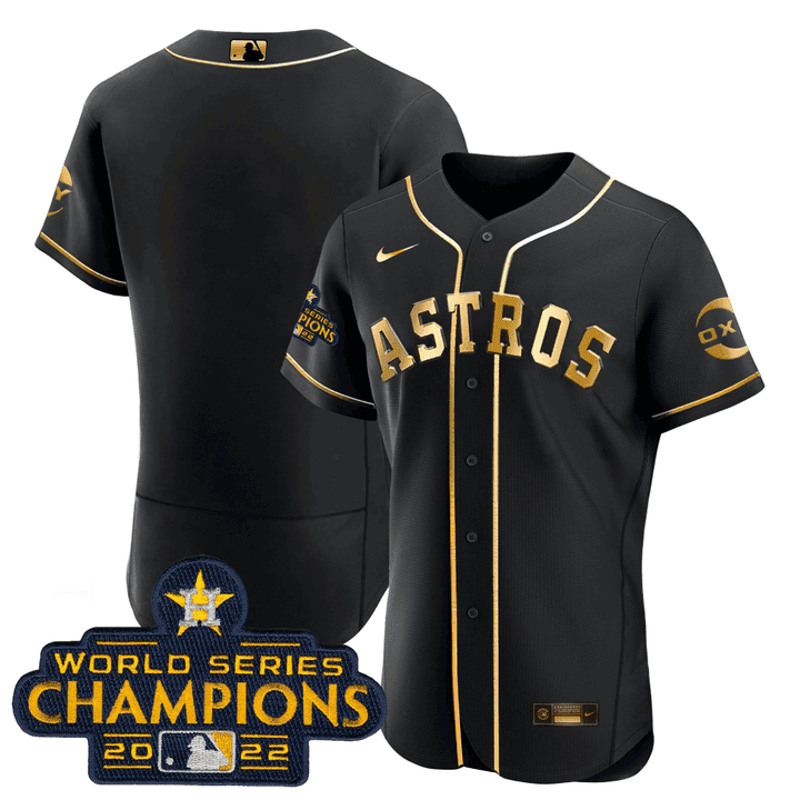 Black Gold #1 Houston Astros Rush Blank No Name Limited Jersey