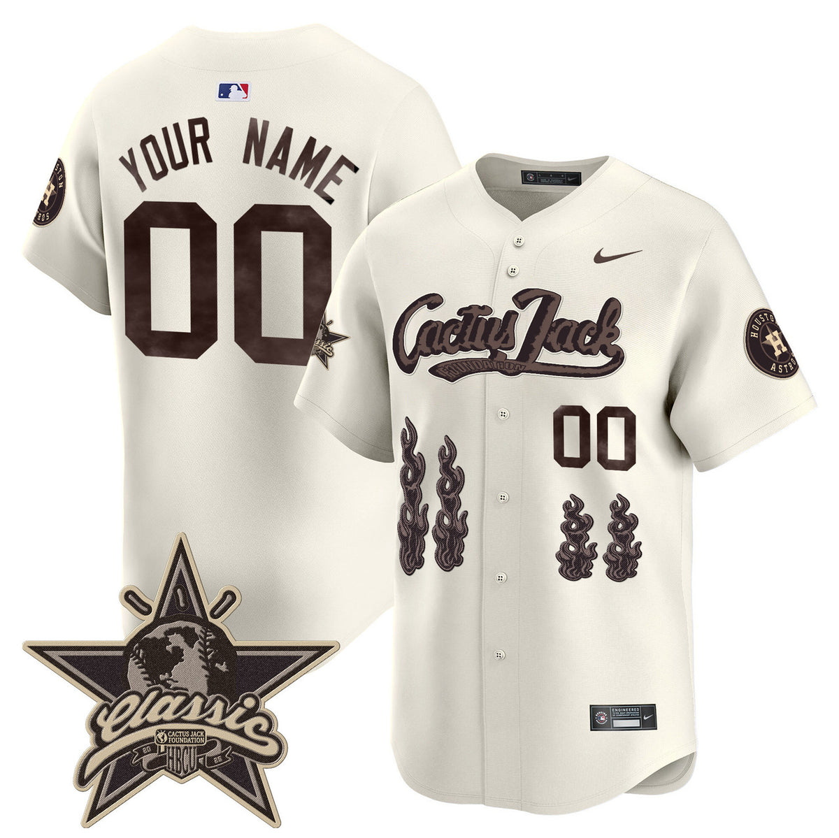 Houston Astros 2025 Cactus Jack Vapor Premier Limited Custom Jersey