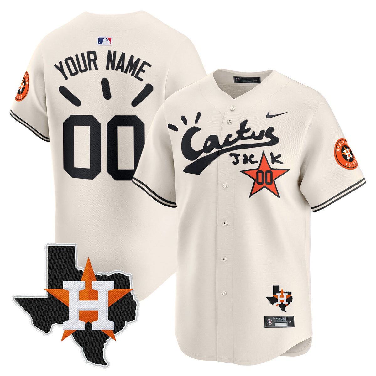 Houston Astros Cactus Jack Patch Vapor Premier Limited V10 Custom Jersey