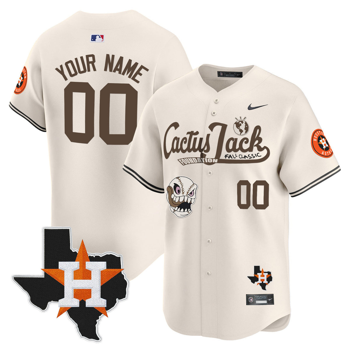 Houston Astros Cactus Jack Patch Vapor Premier Limited V8 Custom Jersey