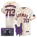Dj Screw #71 Houston Astros Patch Vapor Premier Limited Customized Jersey - Cream
