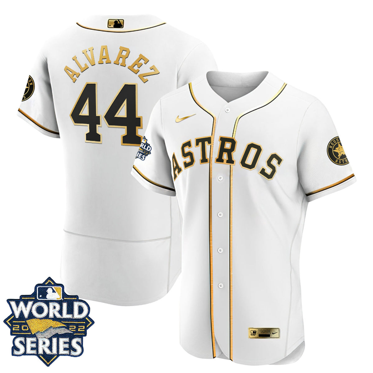 White Gold Houston Astros 2022 Flex Base World Series Limited Jersey