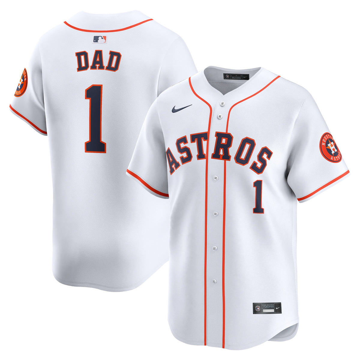 Houston Astros #1 Nike Dad Home Limited Jersey - White