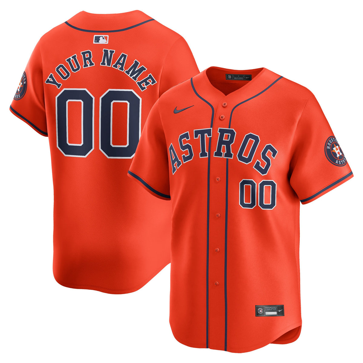 Houston Astros Nike Alternate Limited Custom Jersey - Orange