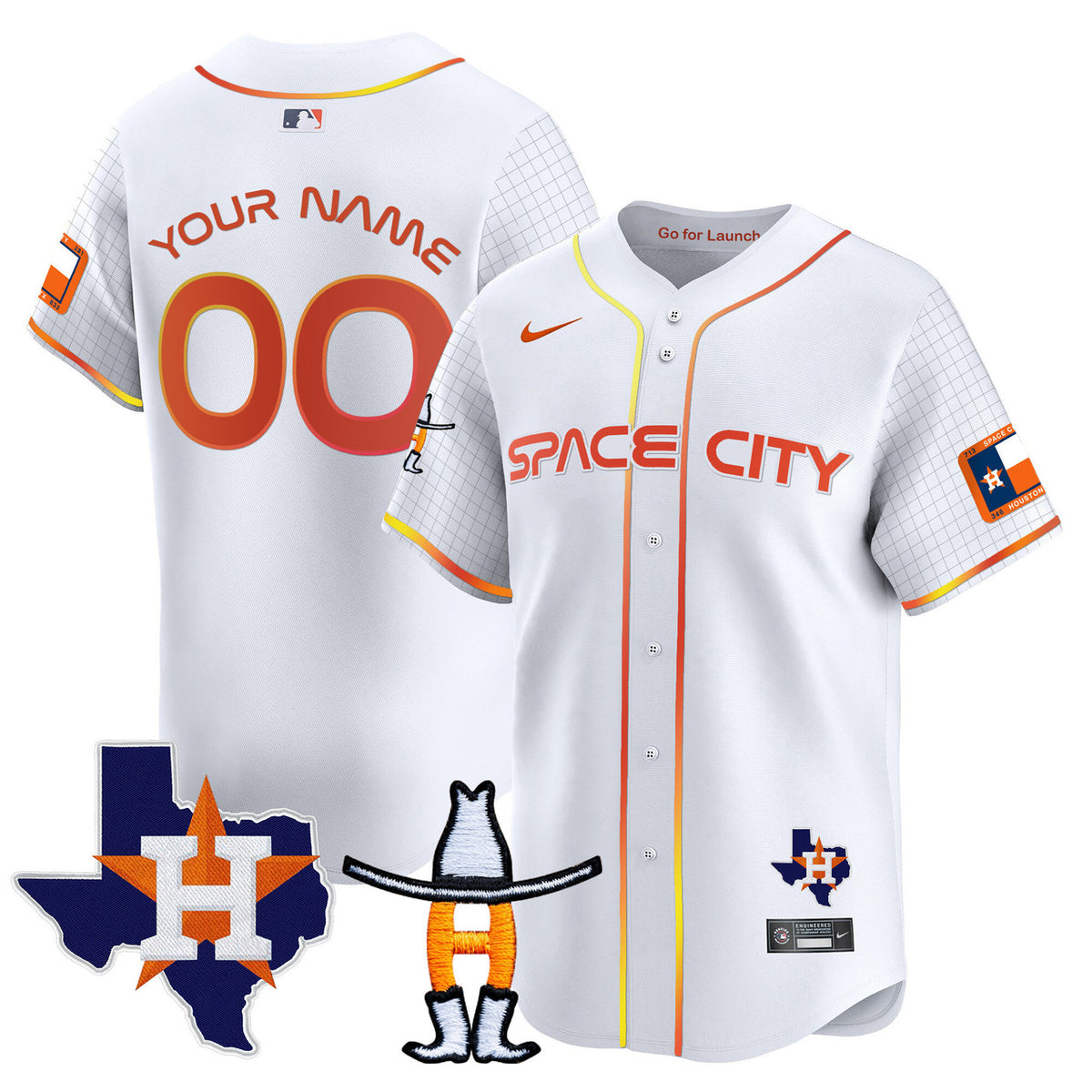 Houston Astros Space City Texas Patch Vapor Premier Limited Custom Jersey
