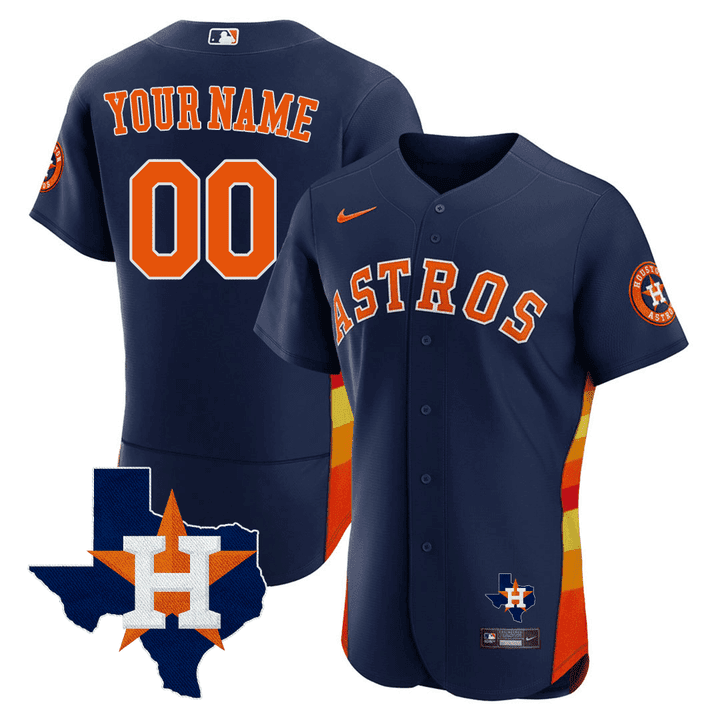 Texas State Houston Astros Patch Limited Custom Jersey - Navy