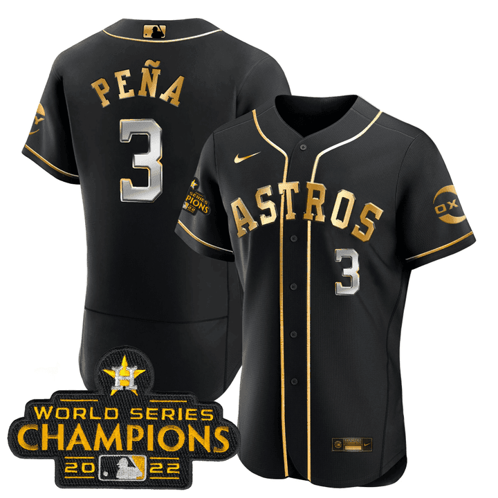 Jeremy Pena #3 Houston Astros Rush Limited Jersey - Black Gold