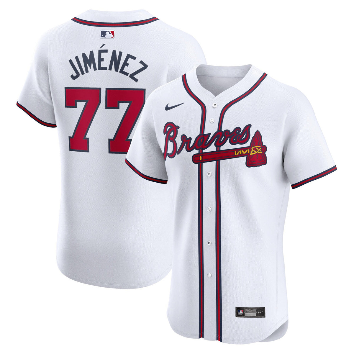 Joe Jimenez #77 Atlanta Braves Nike Home Elite Player Jersey - White